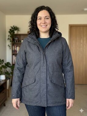 REI Elements Gray Jacket with Removable Hood
